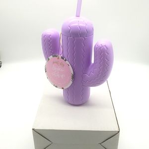 Pink Sky Cactus Cup With A Straw